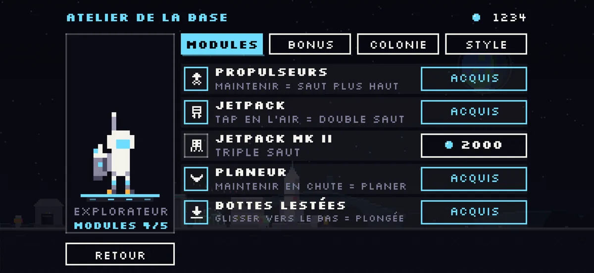 L'atelier de la base et l'aperçu de l'astronaute